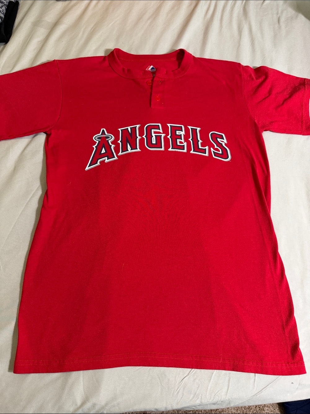 Angels Red Short-Sleeve Henley Tee